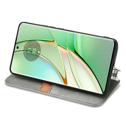 For Motorola Edge 40 5G Wallet Case Anti-Drop Imprinted Rhombus Leather Phone Cover
