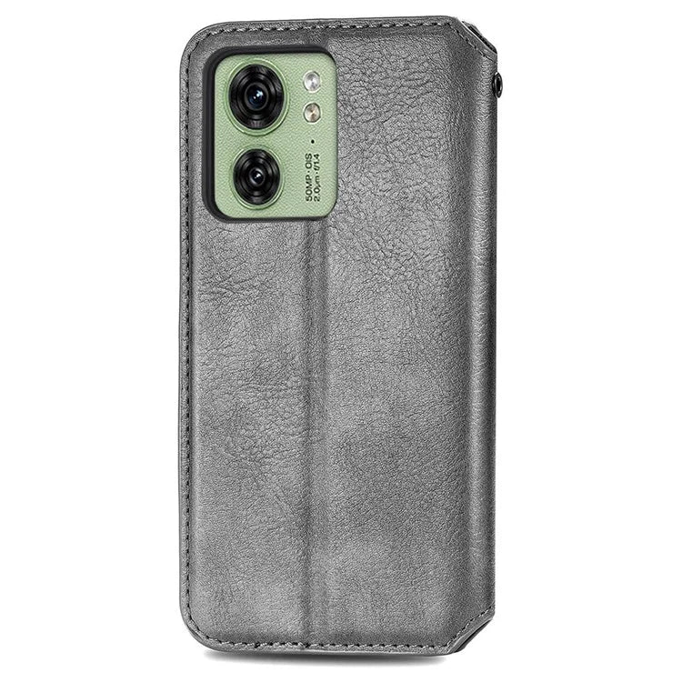 For Motorola Edge 40 5G Wallet Case Anti-Drop Imprinted Rhombus Leather Phone Cover