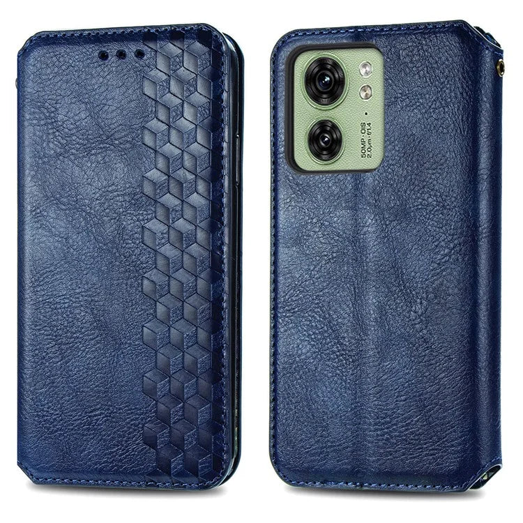 For Motorola Edge 40 5G Wallet Case Anti-Drop Imprinted Rhombus Leather Phone Cover