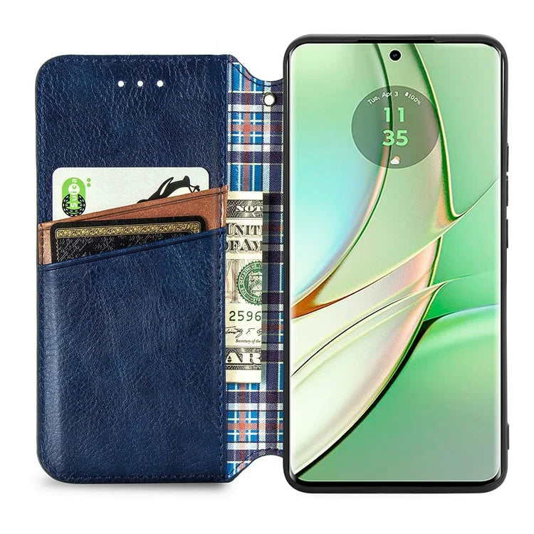 For Motorola Edge 40 5G Wallet Case Anti-Drop Imprinted Rhombus Leather Phone Cover