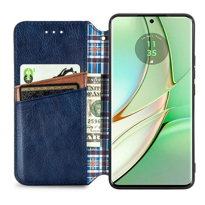 For Motorola Edge 40 5G Wallet Case Anti-Drop Imprinted Rhombus Leather Phone Cover