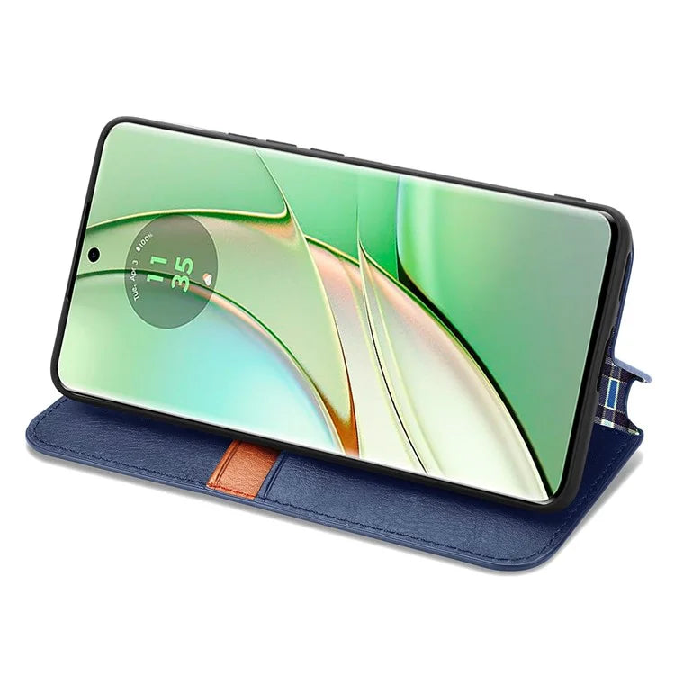 For Motorola Edge 40 5G Wallet Case Anti-Drop Imprinted Rhombus Leather Phone Cover