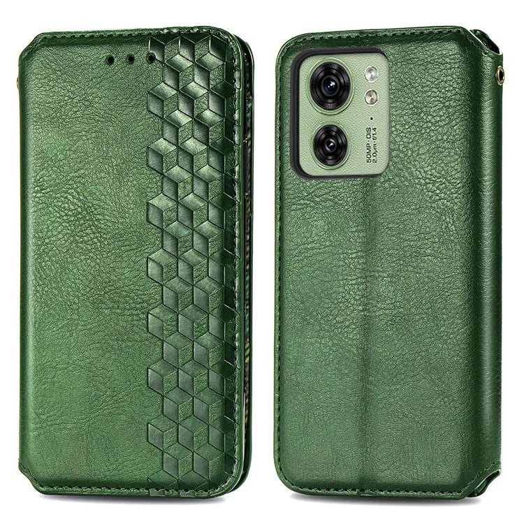 For Motorola Edge 40 5G Wallet Case Anti-Drop Imprinted Rhombus Leather Phone Cover