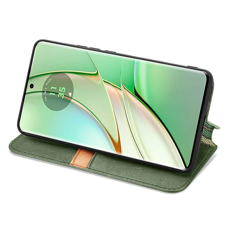For Motorola Edge 40 5G Wallet Case Anti-Drop Imprinted Rhombus Leather Phone Cover