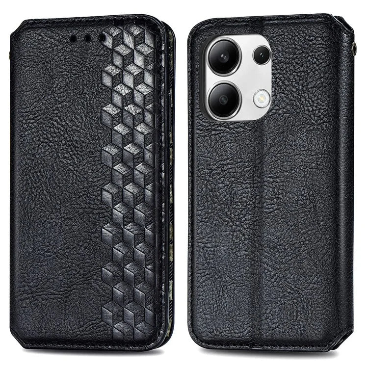 For Xiaomi Redmi Note 13 4G Wallet Cover Imprinted Rhombus Leather Phone Case