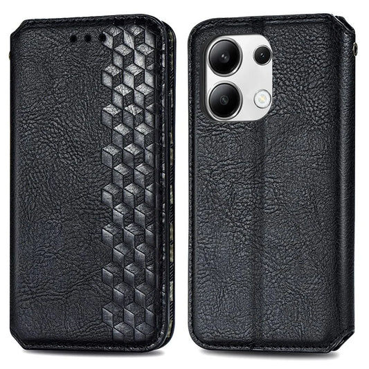 For Xiaomi Redmi Note 13 4G Wallet Cover Imprinted Rhombus Leather Phone Case