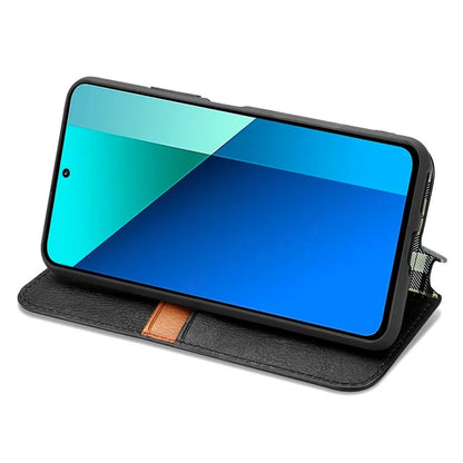 For Xiaomi Redmi Note 13 4G Wallet Cover Imprinted Rhombus Leather Phone Case