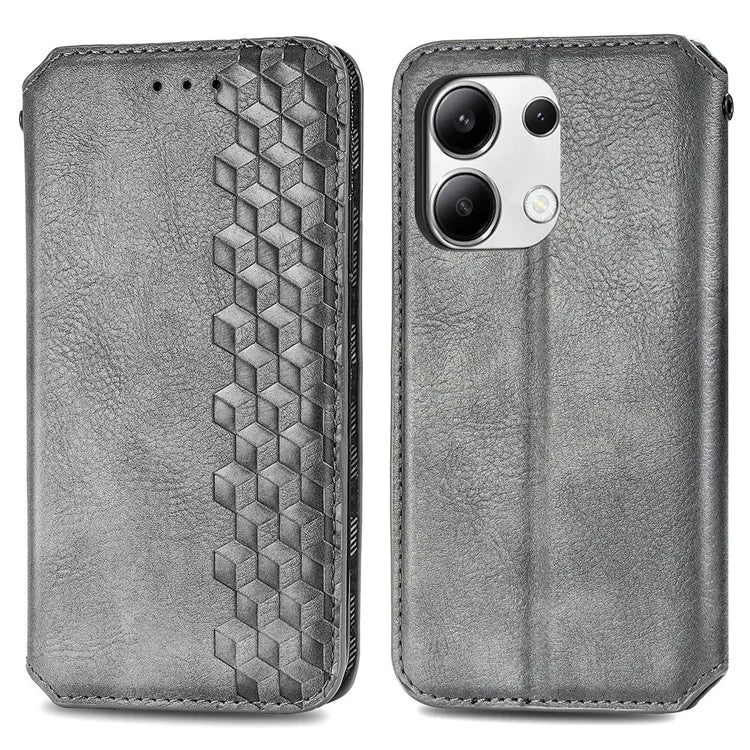 For Xiaomi Redmi Note 13 4G Wallet Cover Imprinted Rhombus Leather Phone Case