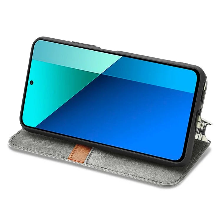 For Xiaomi Redmi Note 13 4G Wallet Cover Imprinted Rhombus Leather Phone Case