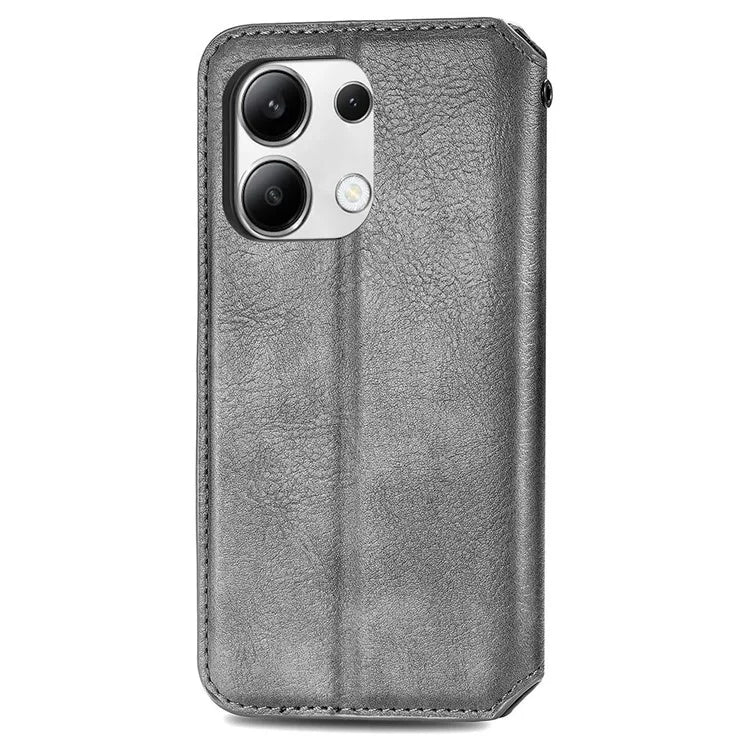 For Xiaomi Redmi Note 13 4G Wallet Cover Imprinted Rhombus Leather Phone Case