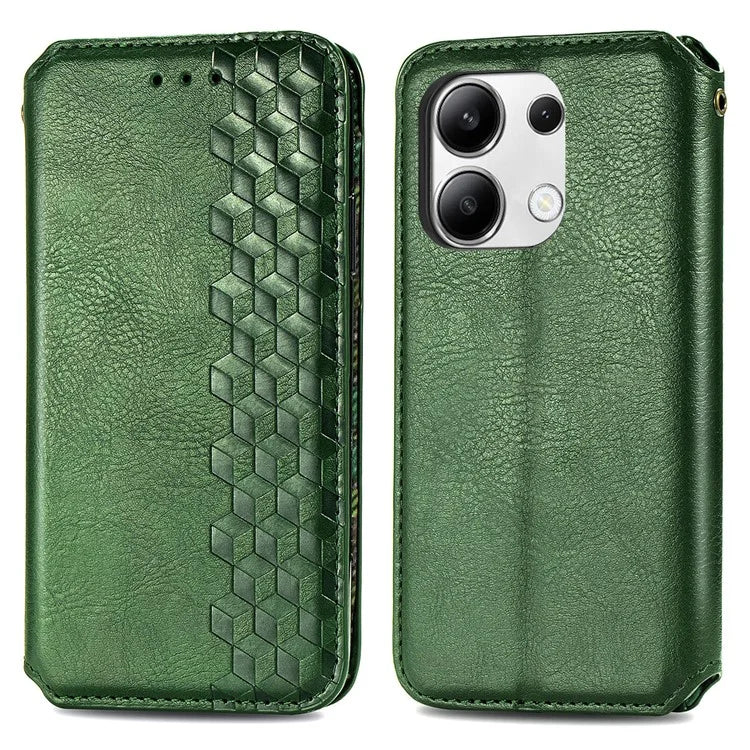 For Xiaomi Redmi Note 13 4G Wallet Cover Imprinted Rhombus Leather Phone Case