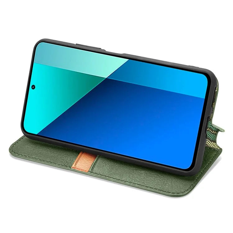 For Xiaomi Redmi Note 13 4G Wallet Cover Imprinted Rhombus Leather Phone Case