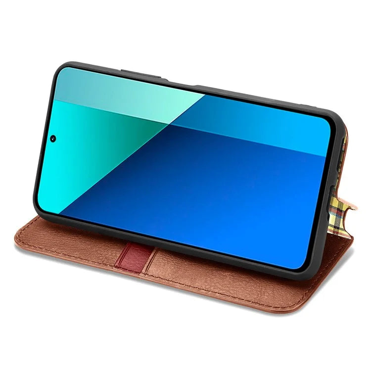 For Xiaomi Redmi Note 13 4G Wallet Cover Imprinted Rhombus Leather Phone Case