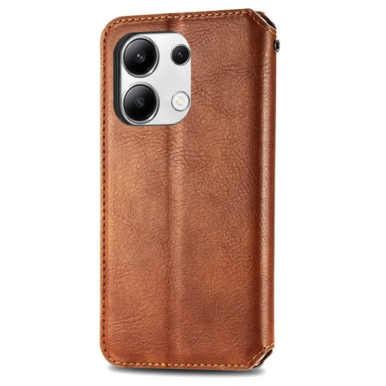 For Xiaomi Redmi Note 13 4G Wallet Cover Imprinted Rhombus Leather Phone Case