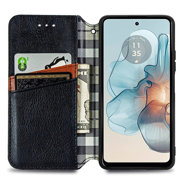 For Motorola Moto G24 Power Cell Phone Case Imprinted Folding Stand Leather Anti-drop Cover
