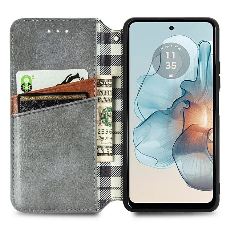 For Motorola Moto G24 Power Cell Phone Case Imprinted Folding Stand Leather Anti-drop Cover