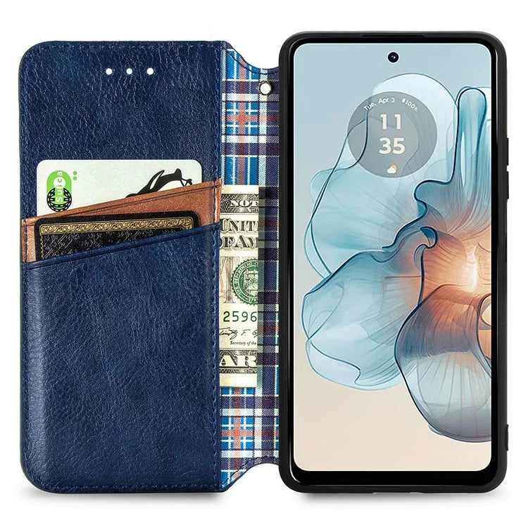 For Motorola Moto G24 Power Cell Phone Case Imprinted Folding Stand Leather Anti-drop Cover