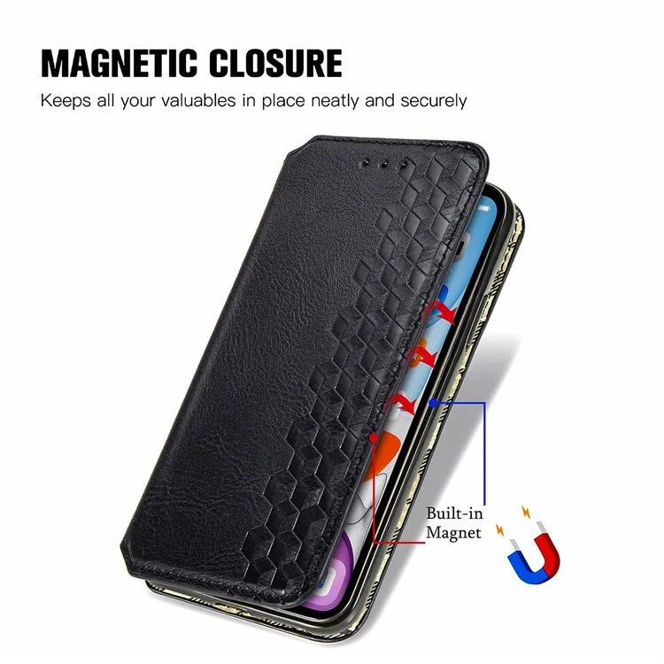 For Samsung Galaxy A05s 4G Leather Cover Imprinted Rhombus Wallet Phone Case
