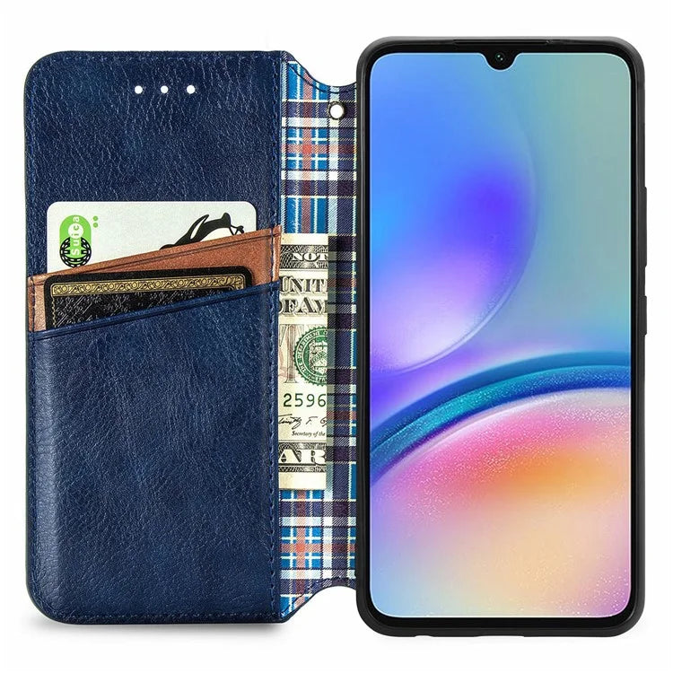 For Samsung Galaxy A05s 4G Leather Cover Imprinted Rhombus Wallet Phone Case