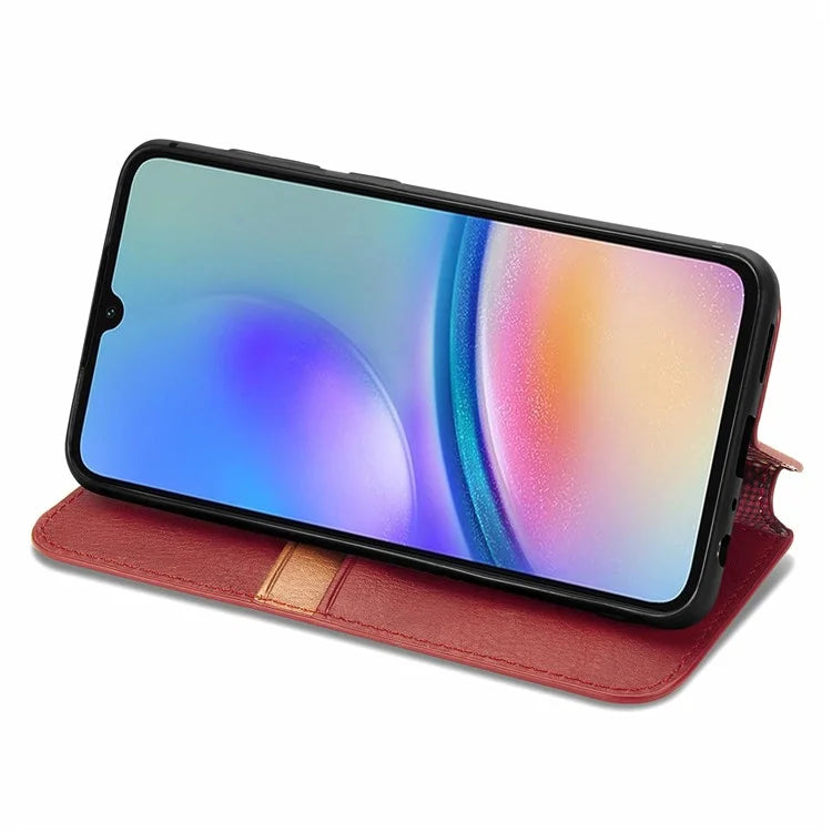 For Samsung Galaxy A05s 4G Leather Cover Imprinted Rhombus Wallet Phone Case