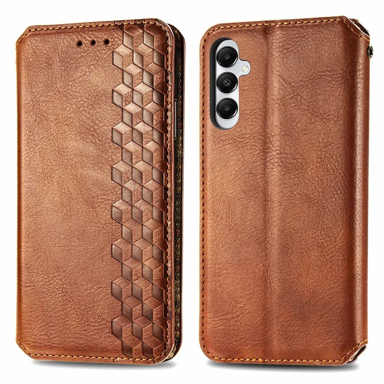 For Samsung Galaxy A05s 4G Leather Cover Imprinted Rhombus Wallet Phone Case