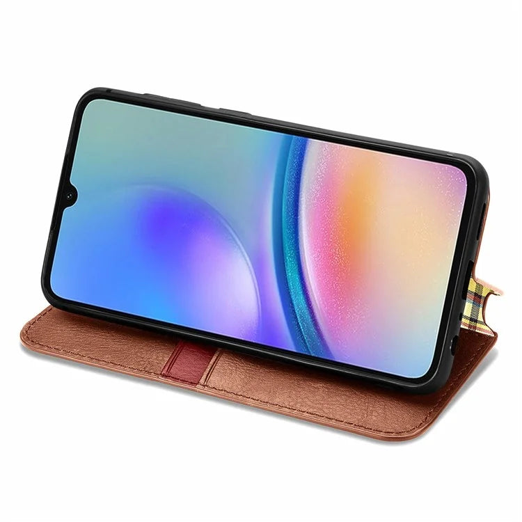For Samsung Galaxy A05s 4G Leather Cover Imprinted Rhombus Wallet Phone Case