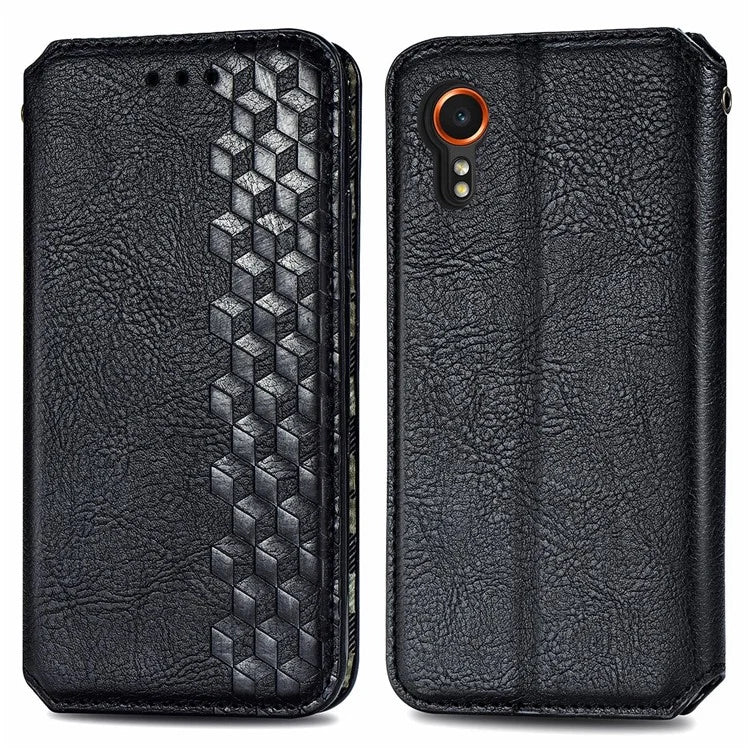 For Samsung Galaxy Xcover7 Cell Phone Case Imprinted Rhombus Leather Wallet Flip Cover