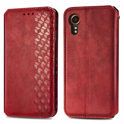 For Samsung Galaxy Xcover7 Cell Phone Case Imprinted Rhombus Leather Wallet Flip Cover
