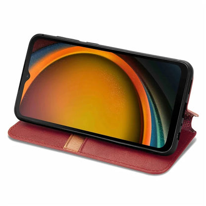 For Samsung Galaxy Xcover7 Cell Phone Case Imprinted Rhombus Leather Wallet Flip Cover