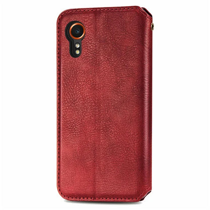 For Samsung Galaxy Xcover7 Cell Phone Case Imprinted Rhombus Leather Wallet Flip Cover