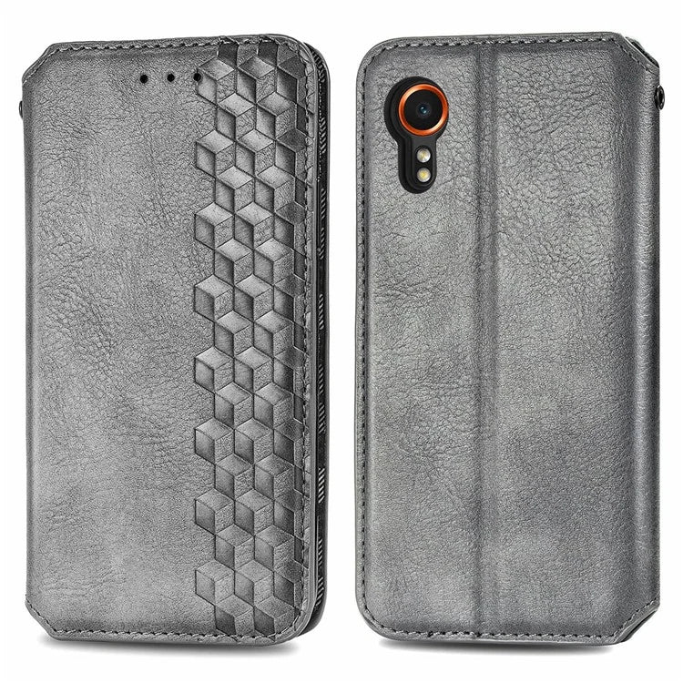 For Samsung Galaxy Xcover7 Cell Phone Case Imprinted Rhombus Leather Wallet Flip Cover