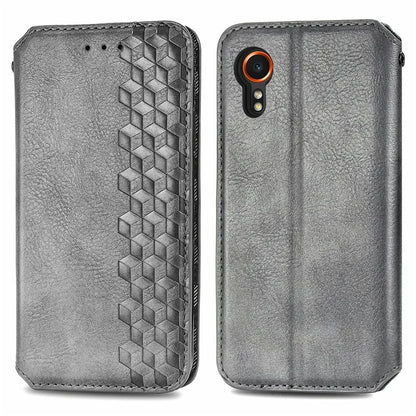 For Samsung Galaxy Xcover7 Cell Phone Case Imprinted Rhombus Leather Wallet Flip Cover