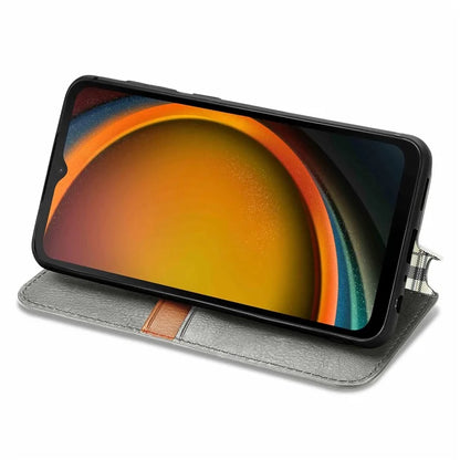 For Samsung Galaxy Xcover7 Cell Phone Case Imprinted Rhombus Leather Wallet Flip Cover