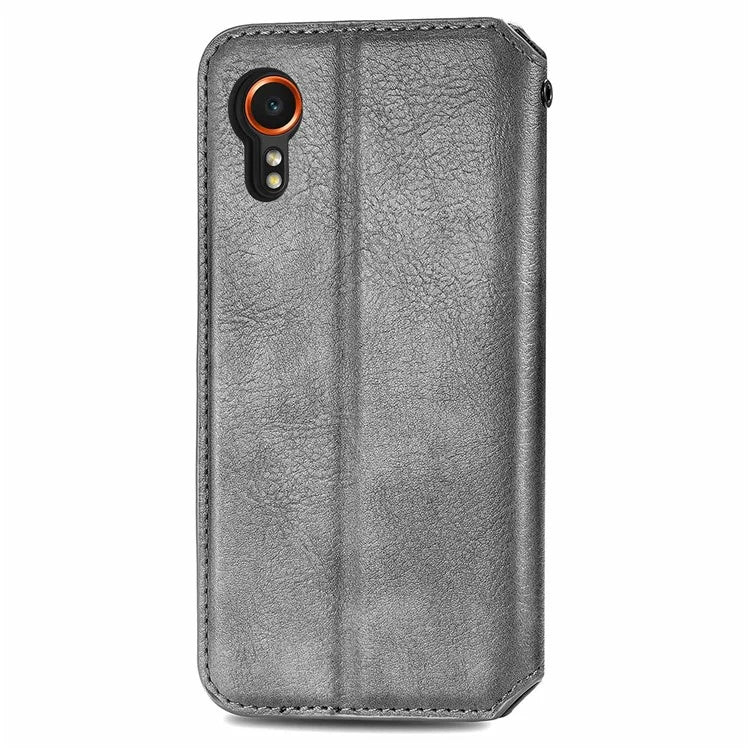 For Samsung Galaxy Xcover7 Cell Phone Case Imprinted Rhombus Leather Wallet Flip Cover
