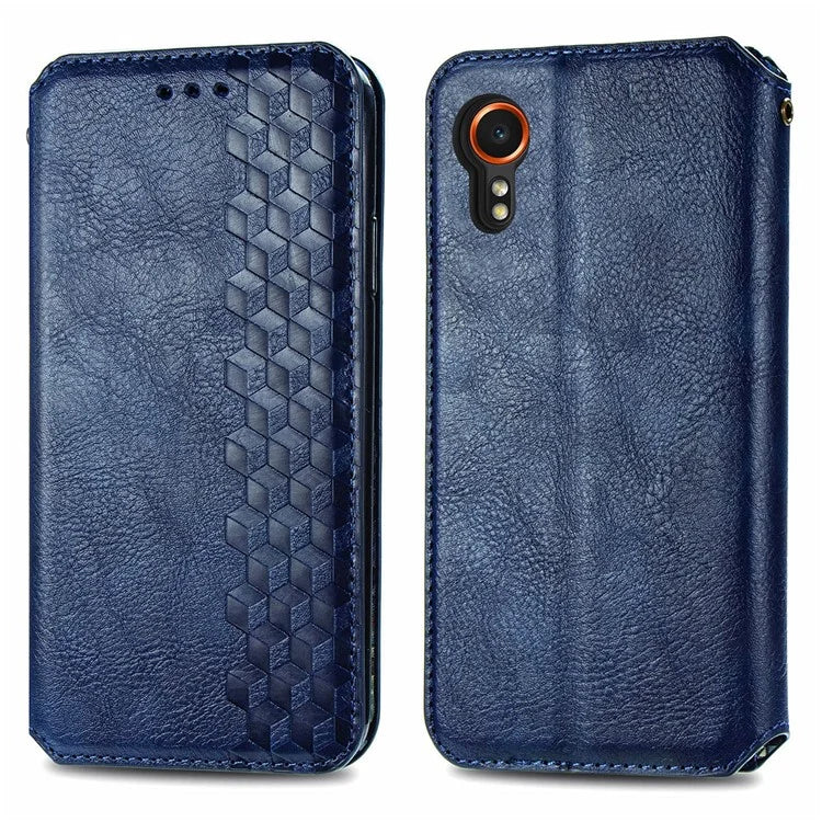 For Samsung Galaxy Xcover7 Cell Phone Case Imprinted Rhombus Leather Wallet Flip Cover