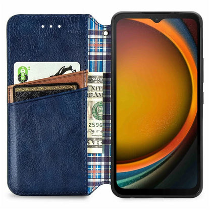 For Samsung Galaxy Xcover7 Cell Phone Case Imprinted Rhombus Leather Wallet Flip Cover