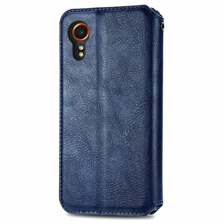 For Samsung Galaxy Xcover7 Cell Phone Case Imprinted Rhombus Leather Wallet Flip Cover