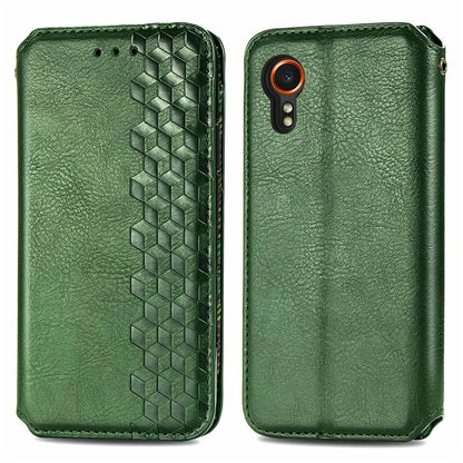 For Samsung Galaxy Xcover7 Cell Phone Case Imprinted Rhombus Leather Wallet Flip Cover