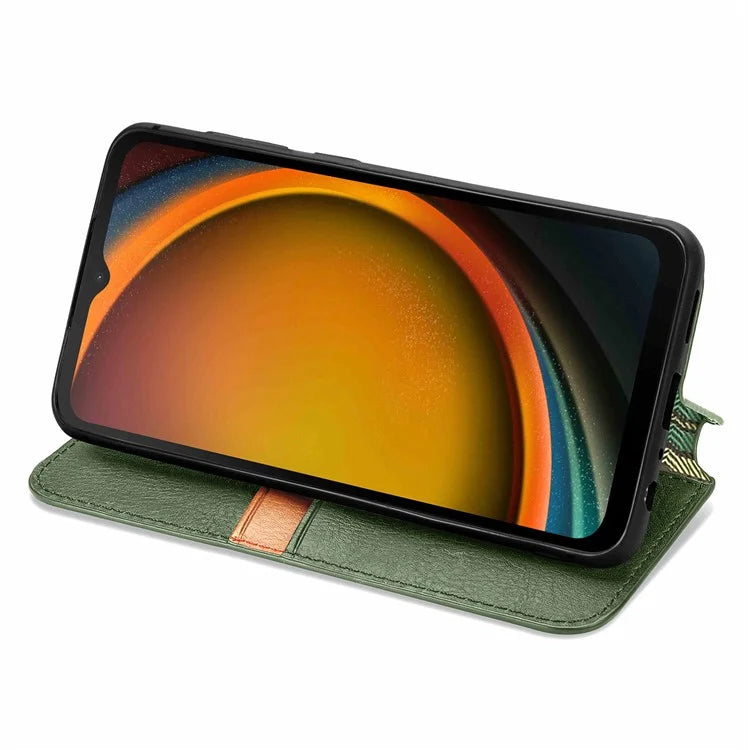 For Samsung Galaxy Xcover7 Cell Phone Case Imprinted Rhombus Leather Wallet Flip Cover