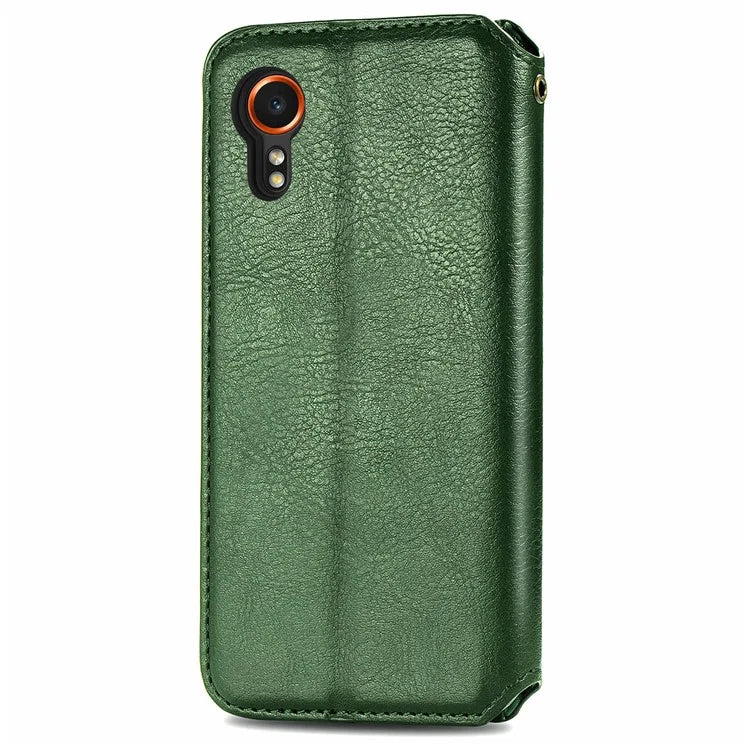 For Samsung Galaxy Xcover7 Cell Phone Case Imprinted Rhombus Leather Wallet Flip Cover