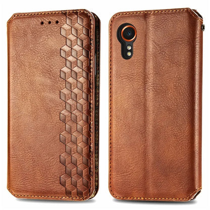 For Samsung Galaxy Xcover7 Cell Phone Case Imprinted Rhombus Leather Wallet Flip Cover