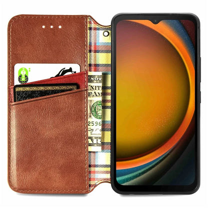 For Samsung Galaxy Xcover7 Cell Phone Case Imprinted Rhombus Leather Wallet Flip Cover