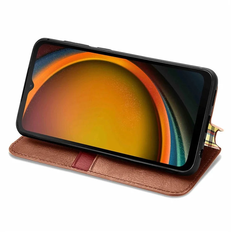 For Samsung Galaxy Xcover7 Cell Phone Case Imprinted Rhombus Leather Wallet Flip Cover