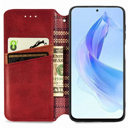 For Honor X50i 5G / 90 Lite 5G Cell Phone Case Imprinted Rhombus Pattern Folding Stand Cover