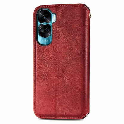 For Honor X50i 5G / 90 Lite 5G Cell Phone Case Imprinted Rhombus Pattern Folding Stand Cover