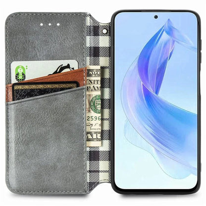 For Honor X50i 5G / 90 Lite 5G Cell Phone Case Imprinted Rhombus Pattern Folding Stand Cover