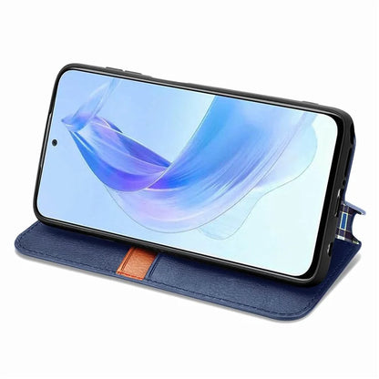 For Honor X50i 5G / 90 Lite 5G Cell Phone Case Imprinted Rhombus Pattern Folding Stand Cover
