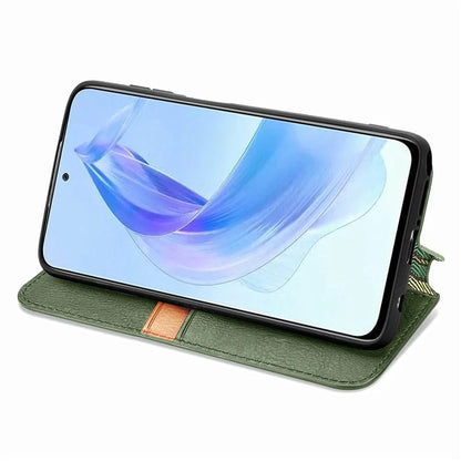 For Honor X50i 5G / 90 Lite 5G Cell Phone Case Imprinted Rhombus Pattern Folding Stand Cover