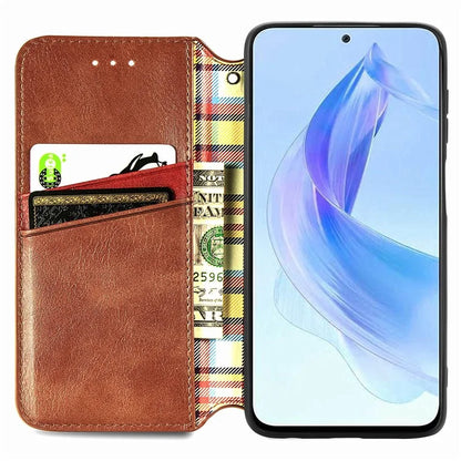 For Honor X50i 5G / 90 Lite 5G Cell Phone Case Imprinted Rhombus Pattern Folding Stand Cover