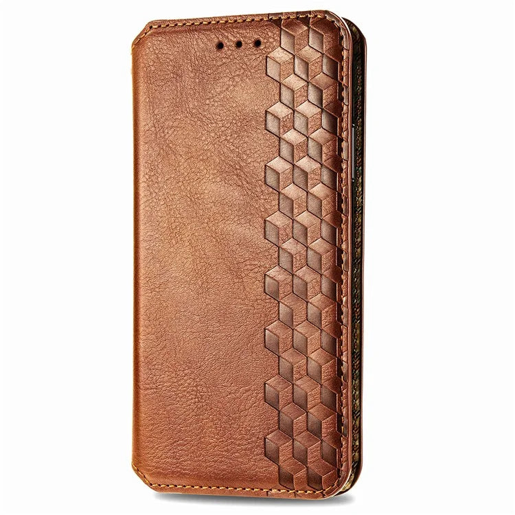 For Honor X50i 5G / 90 Lite 5G Cell Phone Case Imprinted Rhombus Pattern Folding Stand Cover